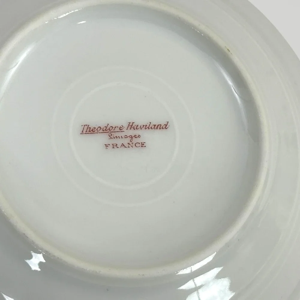 Theodore Haviland Limoges Dessert Bowls Set 2 White Gold‎ Rim France
